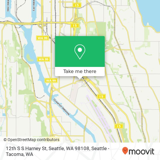 Mapa de 12th S S Harney St, Seattle, WA 98108