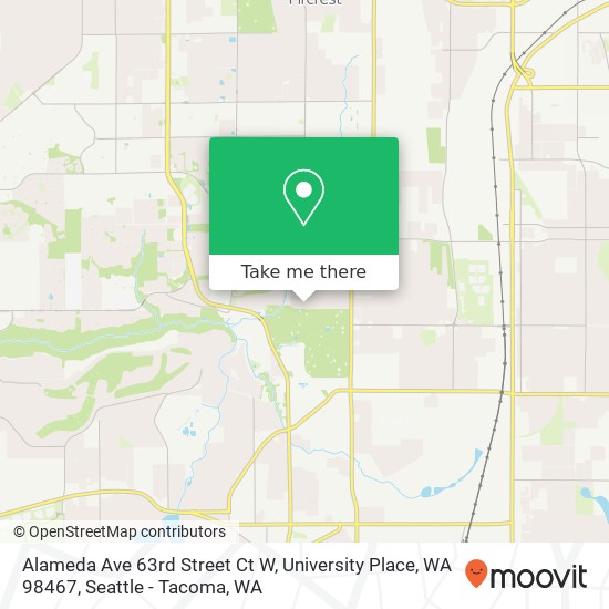 Mapa de Alameda Ave 63rd Street Ct W, University Place, WA 98467