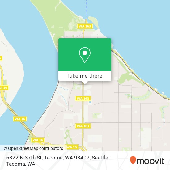 Mapa de 5822 N 37th St, Tacoma, WA 98407