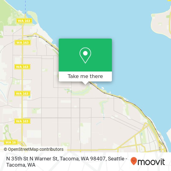 Mapa de N 35th St N Warner St, Tacoma, WA 98407