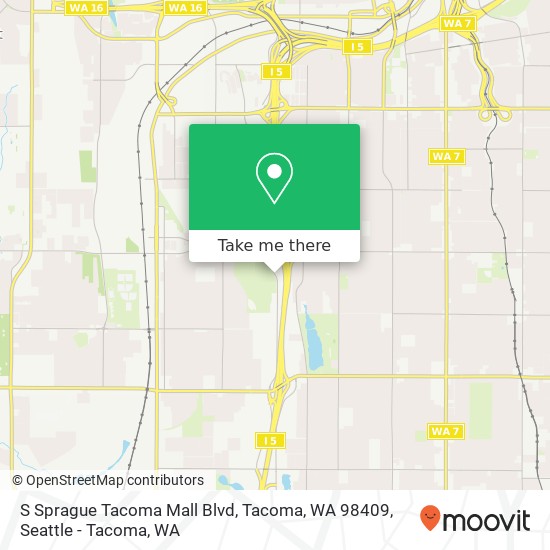 Mapa de S Sprague Tacoma Mall Blvd, Tacoma, WA 98409