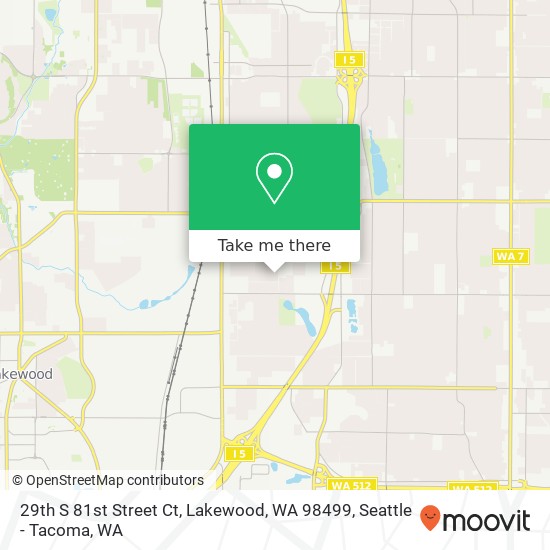 Mapa de 29th S 81st Street Ct, Lakewood, WA 98499