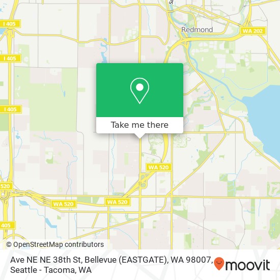 Ave NE NE 38th St, Bellevue (EASTGATE), WA 98007 map