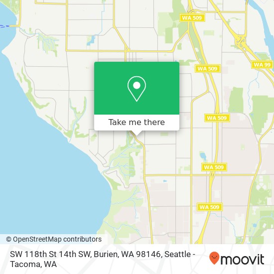 Mapa de SW 118th St 14th SW, Burien, WA 98146