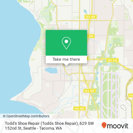 Mapa de Todd's Shoe Repair (Todds Shoe Repair), 629 SW 152nd St