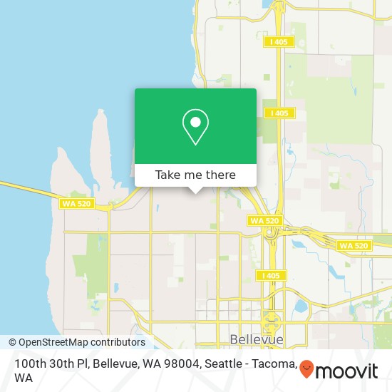 Mapa de 100th 30th Pl, Bellevue, WA 98004