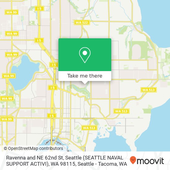 Mapa de Ravenna and NE 62nd St, Seattle (SEATTLE NAVAL SUPPORT ACTIVI), WA 98115