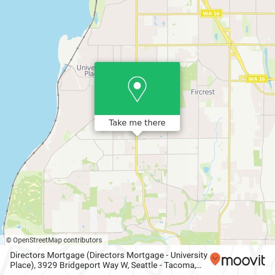 Mapa de Directors Mortgage (Directors Mortgage - University Place), 3929 Bridgeport Way W