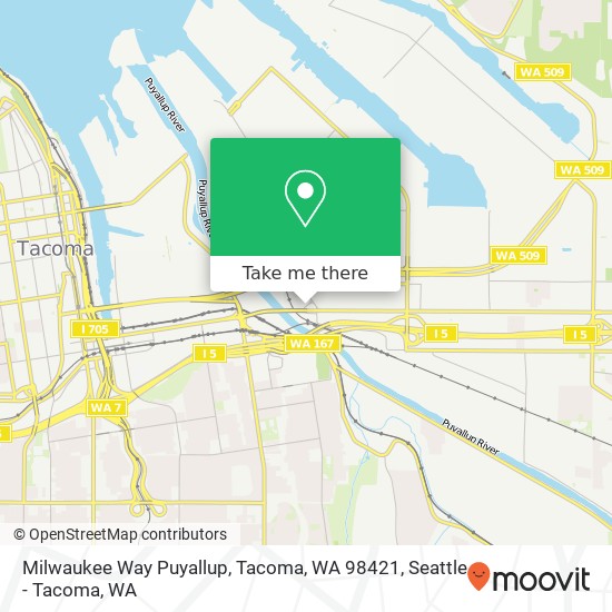 Mapa de Milwaukee Way Puyallup, Tacoma, WA 98421