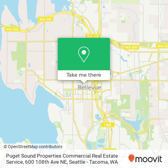 Mapa de Puget Sound Properties Commercial Real Estate Service, 600 108th Ave NE