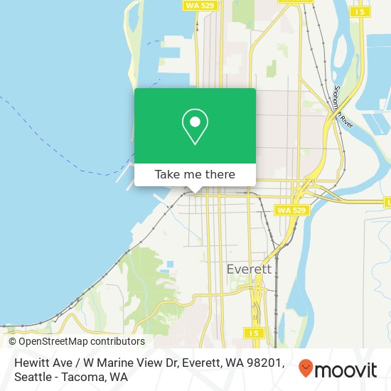 Hewitt Ave / W Marine View Dr, Everett, WA 98201 map