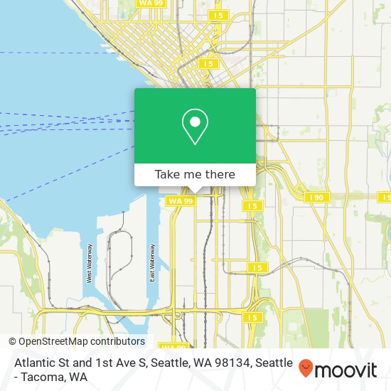 Mapa de Atlantic St and 1st Ave S, Seattle, WA 98134