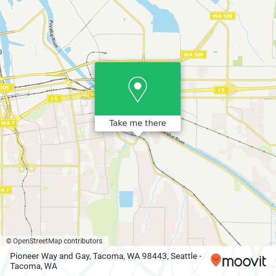Pioneer Way and Gay, Tacoma, WA 98443 map