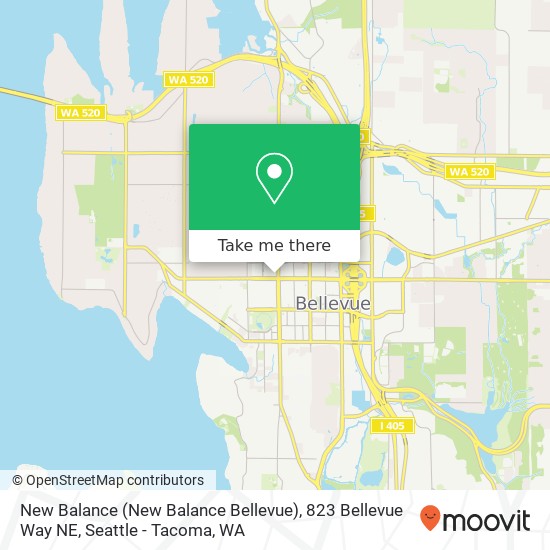 Mapa de New Balance (New Balance Bellevue), 823 Bellevue Way NE