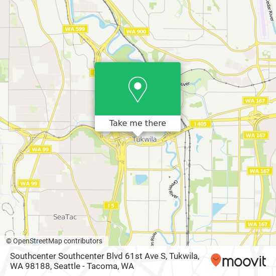 Mapa de Southcenter Southcenter Blvd 61st Ave S, Tukwila, WA 98188