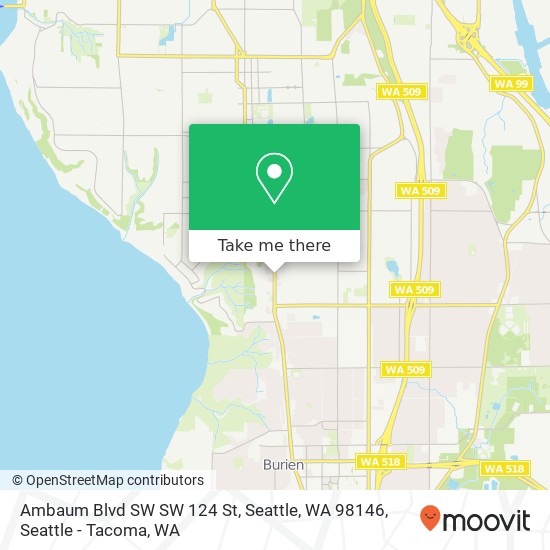 Mapa de Ambaum Blvd SW SW 124 St, Seattle, WA 98146