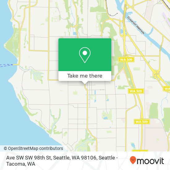 Mapa de Ave SW SW 98th St, Seattle, WA 98106