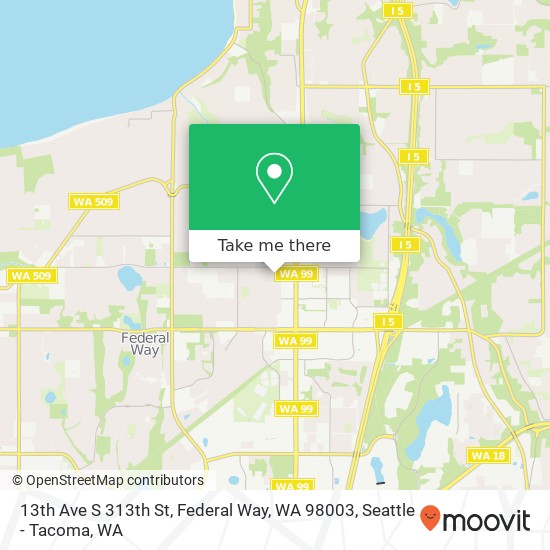 Mapa de 13th Ave S 313th St, Federal Way, WA 98003