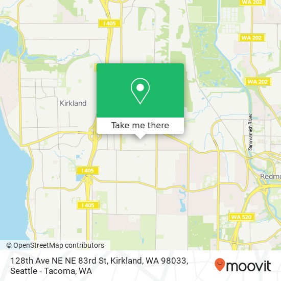 Mapa de 128th Ave NE NE 83rd St, Kirkland, WA 98033