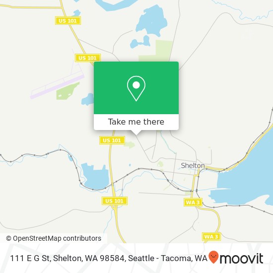 Mapa de 111 E G St, Shelton, WA 98584