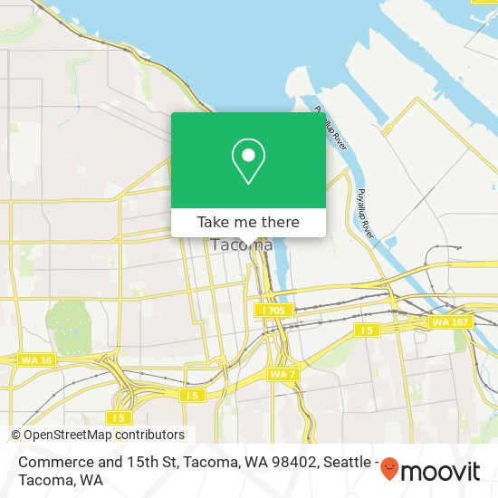 Mapa de Commerce and 15th St, Tacoma, WA 98402