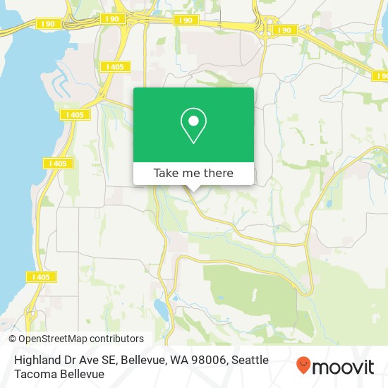 Mapa de Highland Dr Ave SE, Bellevue, WA 98006