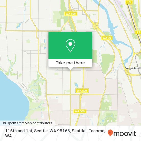 116th and 1st, Seattle, WA 98168 map