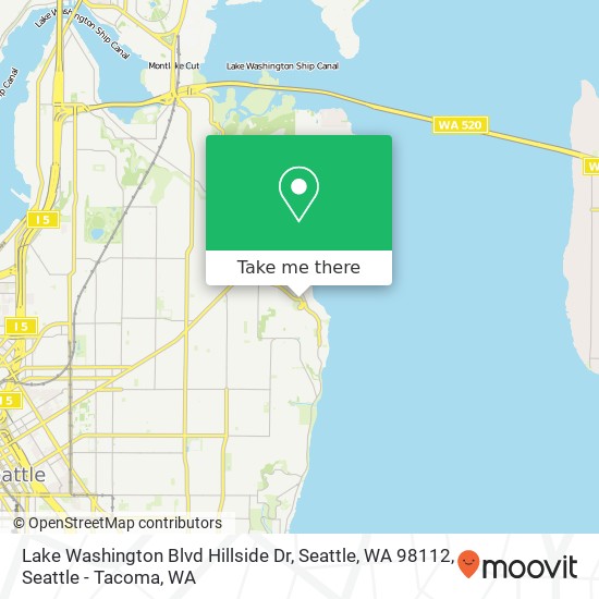 Mapa de Lake Washington Blvd Hillside Dr, Seattle, WA 98112