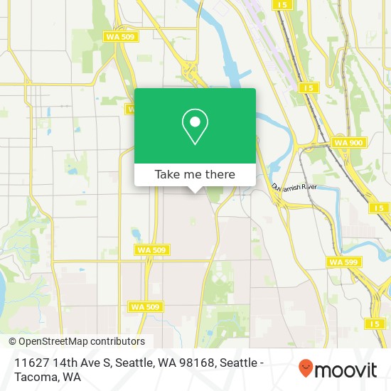 Mapa de 11627 14th Ave S, Seattle, WA 98168