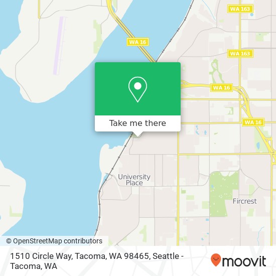 Mapa de 1510 Circle Way, Tacoma, WA 98465
