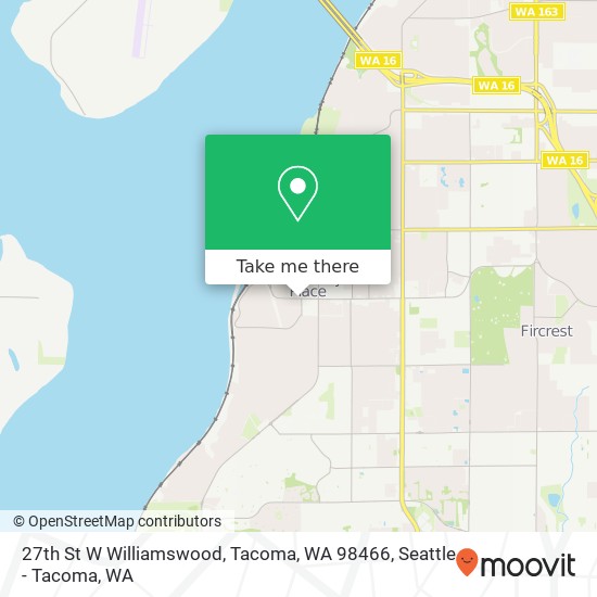 27th St W Williamswood, Tacoma, WA 98466 map