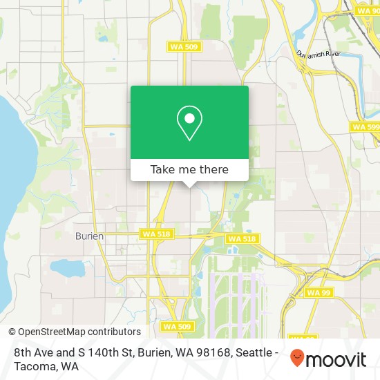 Mapa de 8th Ave and S 140th St, Burien, WA 98168