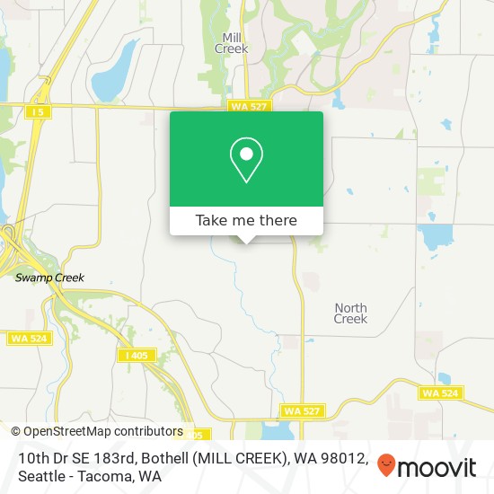 Mapa de 10th Dr SE 183rd, Bothell (MILL CREEK), WA 98012