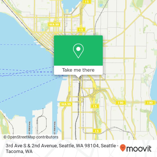 Mapa de 3rd Ave S & 2nd Avenue, Seattle, WA 98104