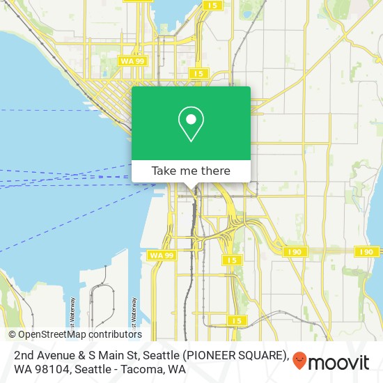 Mapa de 2nd Avenue & S Main St, Seattle (PIONEER SQUARE), WA 98104