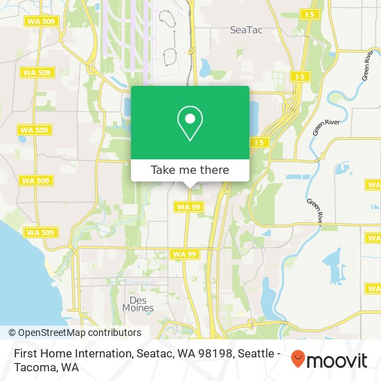 Mapa de First Home Internation, Seatac, WA 98198