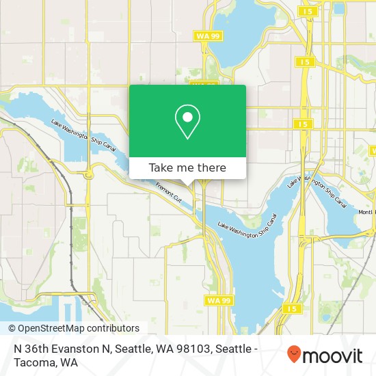 Mapa de N 36th Evanston N, Seattle, WA 98103