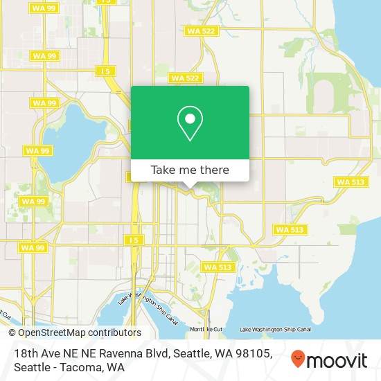 Mapa de 18th Ave NE NE Ravenna Blvd, Seattle, WA 98105