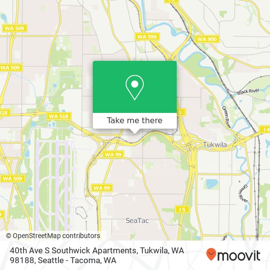 Mapa de 40th Ave S Southwick Apartments, Tukwila, WA 98188