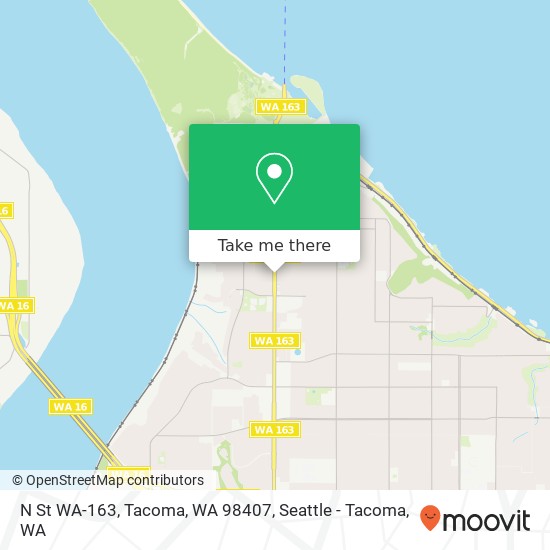 Mapa de N St WA-163, Tacoma, WA 98407