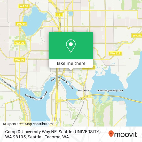 Camp & University Way NE, Seattle (UNIVERSITY), WA 98105 map
