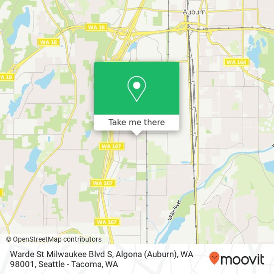 Mapa de Warde St Milwaukee Blvd S, Algona (Auburn), WA 98001