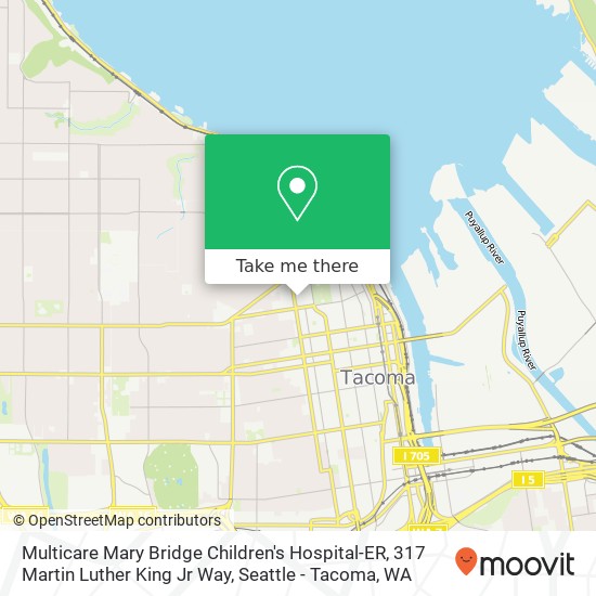 Multicare Mary Bridge Children's Hospital-ER, 317 Martin Luther King Jr Way map