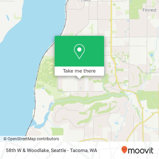 Mapa de 58th W & Woodlake, University Place, WA 98467