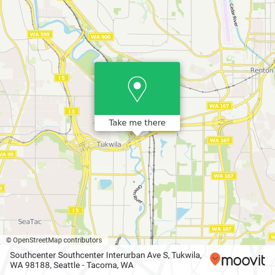 Mapa de Southcenter Southcenter Interurban Ave S, Tukwila, WA 98188