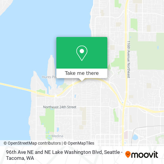 96th Ave NE and NE Lake Washington Blvd map