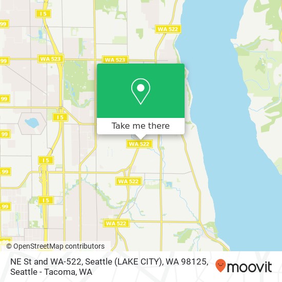 Mapa de NE St and WA-522, Seattle (LAKE CITY), WA 98125