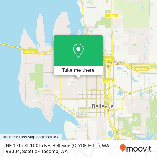 Mapa de NE 17th St 100th NE, Bellevue (CLYDE HILL), WA 98004