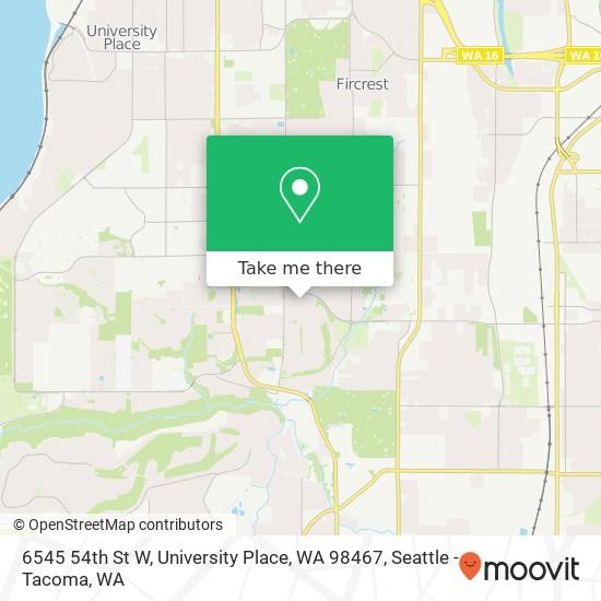 Mapa de 6545 54th St W, University Place, WA 98467