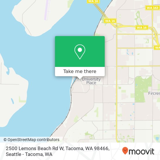 Mapa de 2500 Lemons Beach Rd W, Tacoma, WA 98466